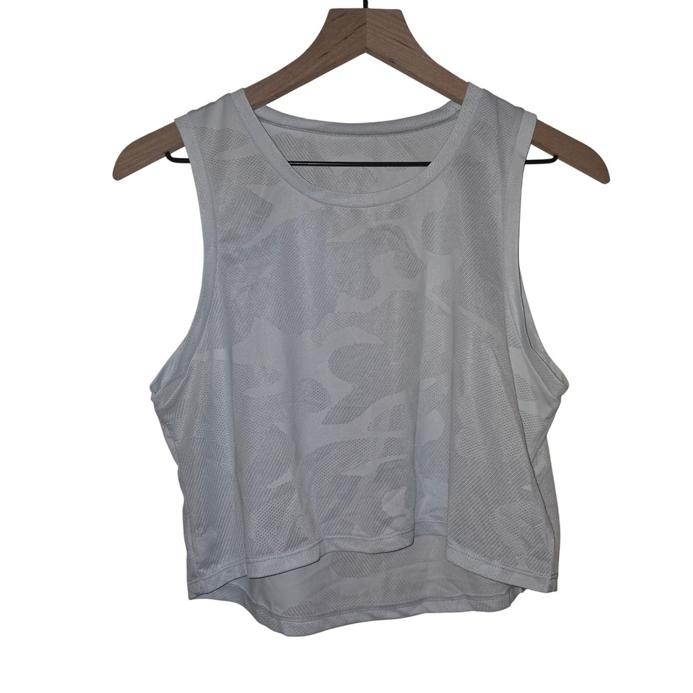 Halara Camo Mesh Crop Tank Top Women Medium White Polyester Athleisure Sporty